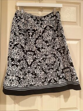Black & White Printed A-Line Skirt